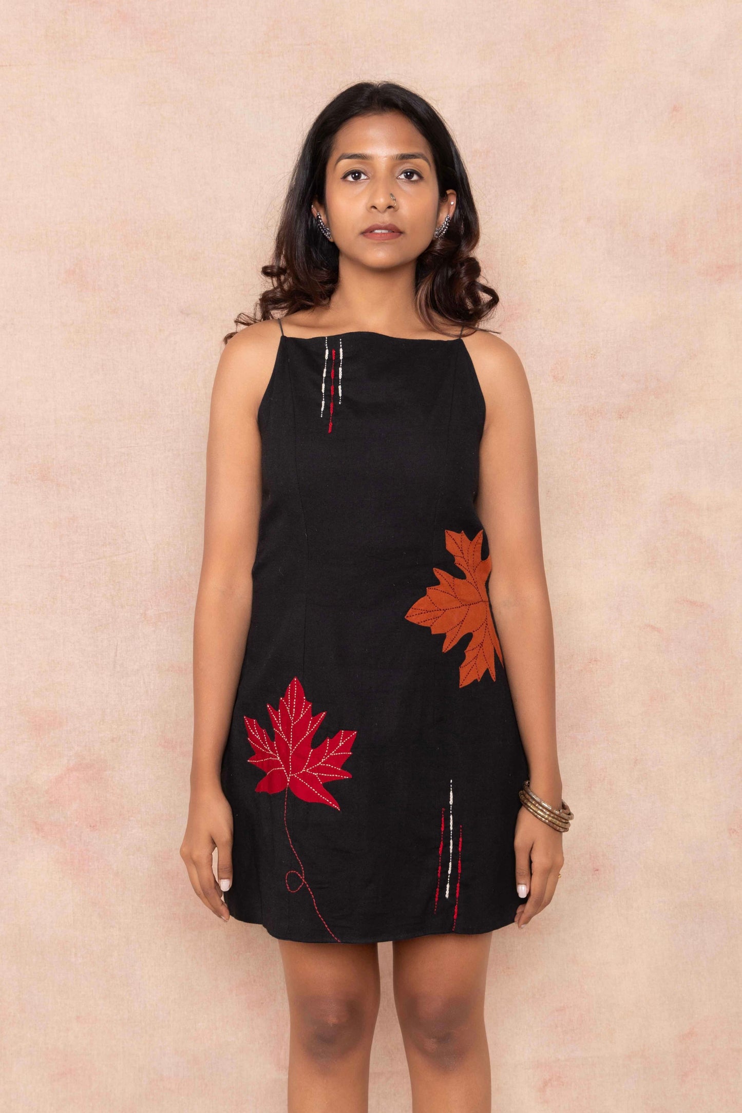 Black Dress front handwork detailing