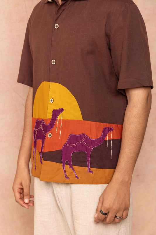 Brown half Shirt Close-up