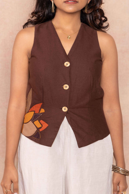 Brown Waistcoat front closeup 