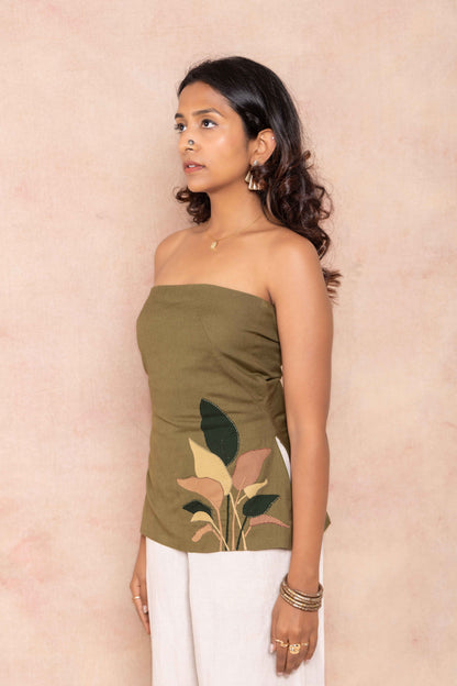 Green Tube Top Closeup of handwork