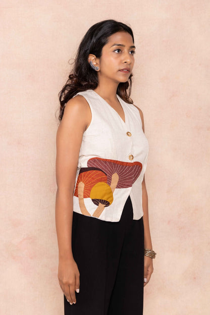White Waistcoat with handwork